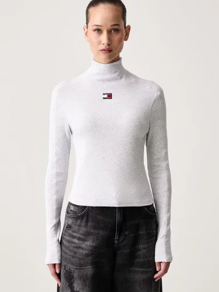 Tricou cu mânecă lungă Tommy Jeans gri