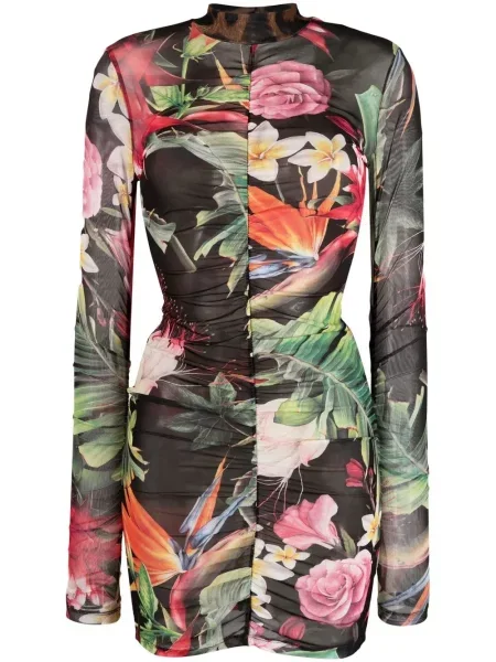 Rochie mini Philipp Plein cu model floral cu imagine scurtă negru