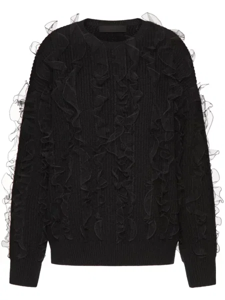 Pulover Valentino Garavani cu broderie de lână negru
