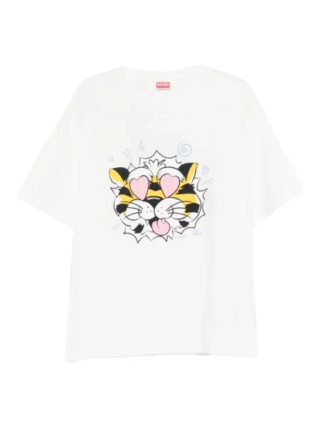 Tricou Kenzo cu imagine cu dungi de tigru alb