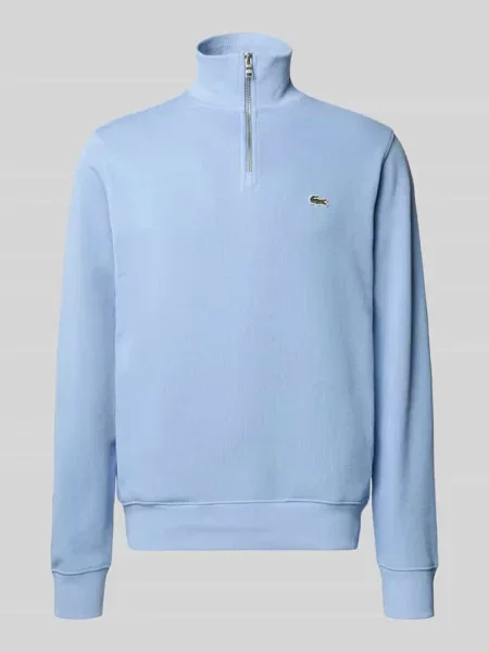 Bluza z kołnierzem o kroju regular fit z czystej bawełny Lacoste niebieska