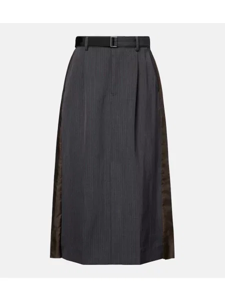 Fustă midi Sacai până la genunchi gri