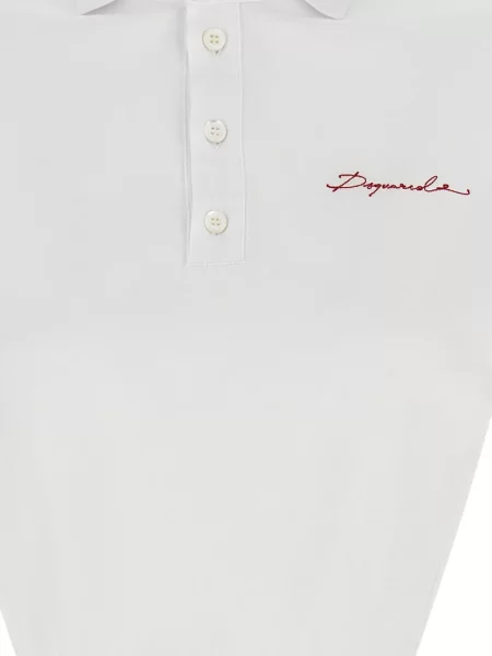 Tricou polo Dsquared2 cu broderie alb