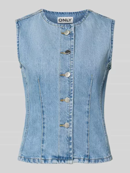 Kamizelka jeansowa o kroju regular fit z czystej bawełny model AYA' Only niebieska