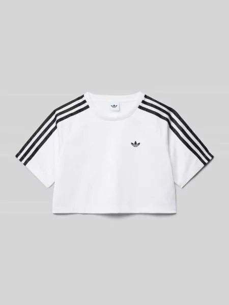 Pudełkowy krój T-shirt z kontrastowymi paskami Adidas Originals biała