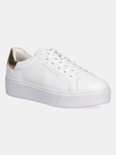 Kožené tenisky Tommy Hilfiger ESSENTIAL PLATFORM COURT SNEAKER bílá