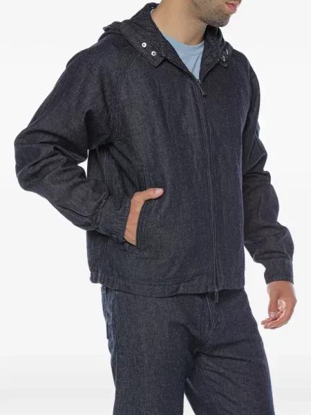 Geacă de blugi Armani Exchange cu glugă albastru