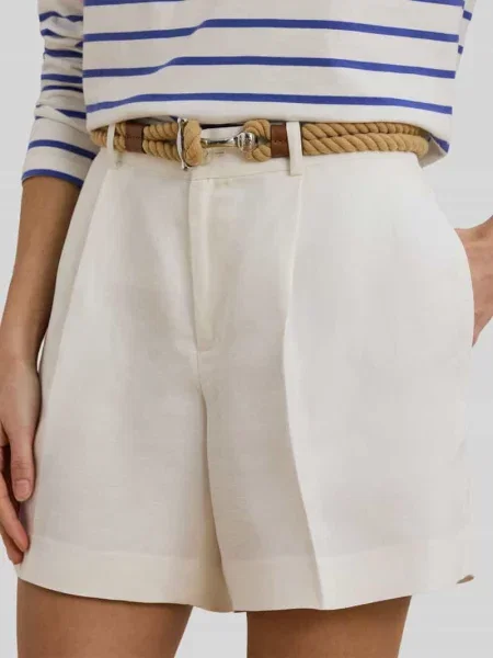 Szorty o kroju regular fit z mieszanki lnu i Lauren Ralph Lauren białe