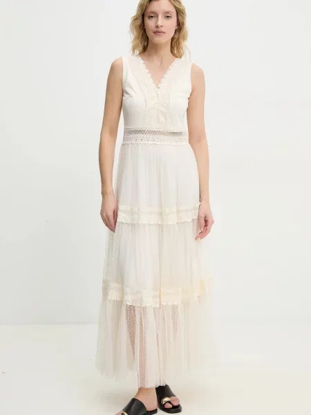 Answear Lab rochie maxi evazati bej