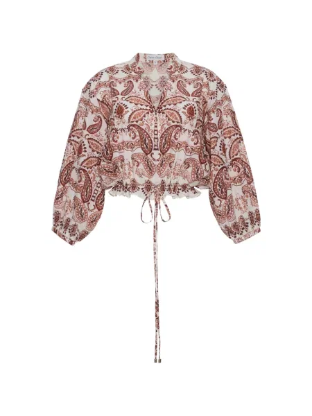 Top Cara Cara cu imagine cu model paisley alb
