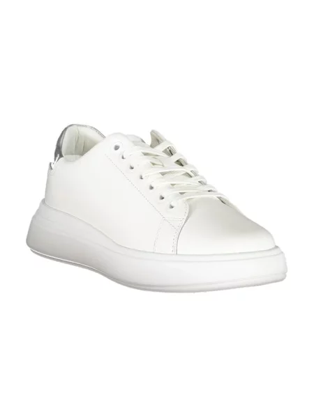 Sneakersy Calvin Klein skórzane z nadrukiem białe
