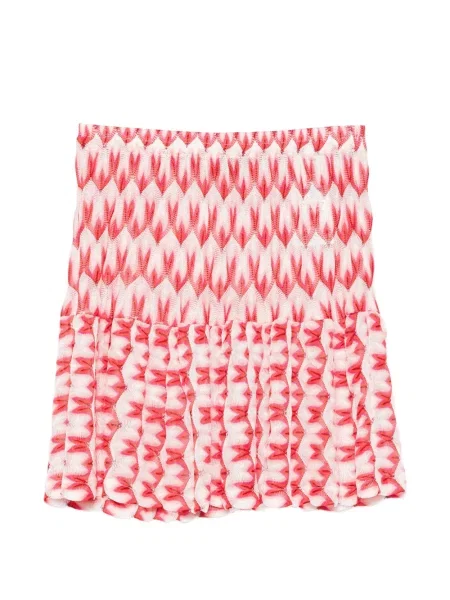 Pletena mini suknja Missoni s volanima crvena