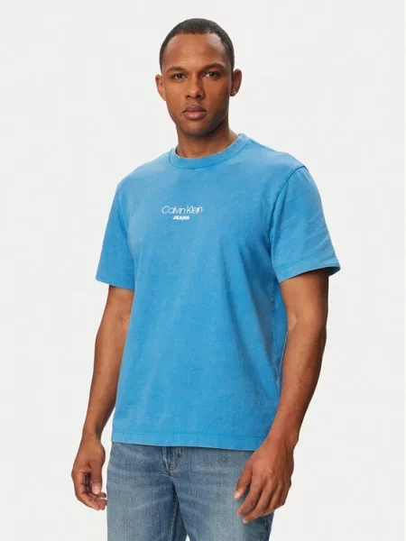 Calvin Klein Jeans Tricou azuriu / alb albastru