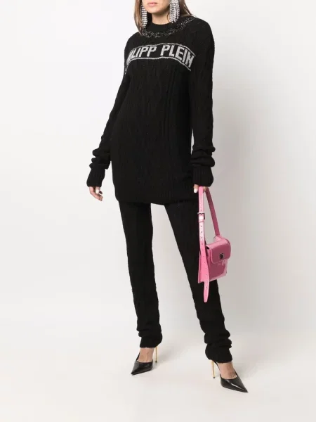 Pantaloni Philipp Plein din cașmir negru