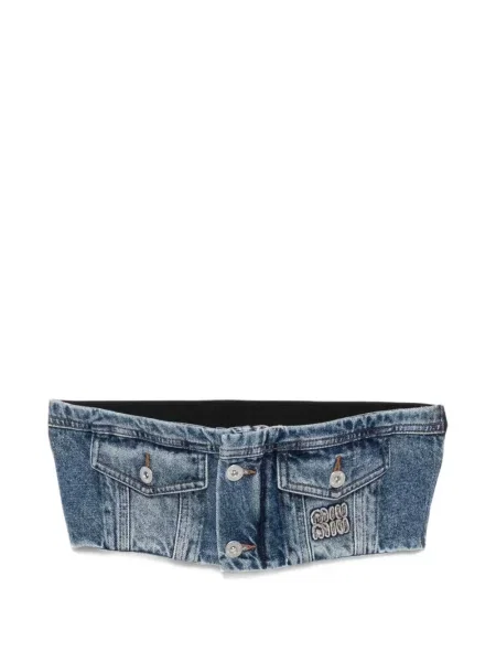Top Miu Miu cu broderie albastru