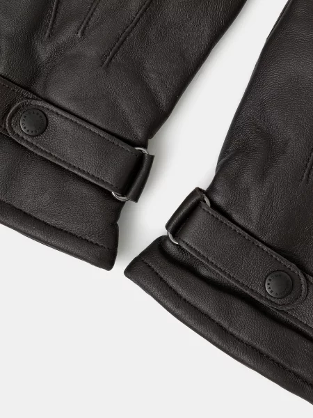 Barbour rękawiczki skórzane brązowy