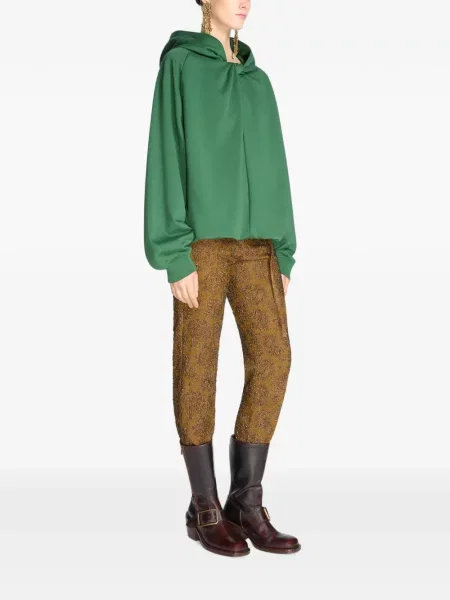 Hanorac cu glugă Dries Van Noten drapat verde