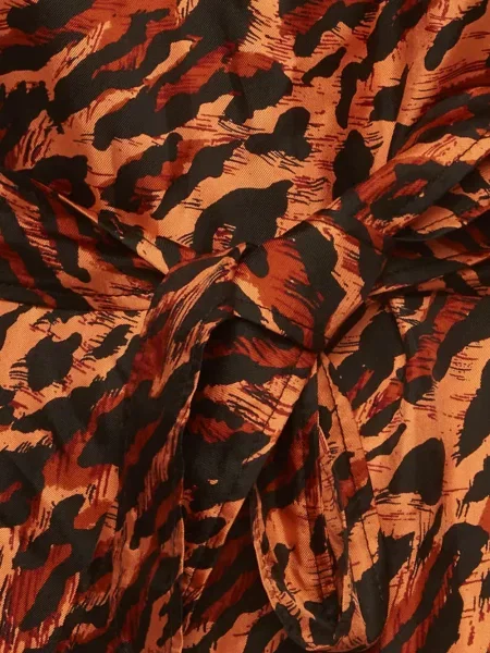 Rochie mini Sandro de mătase cu imagine cu model leopard maro