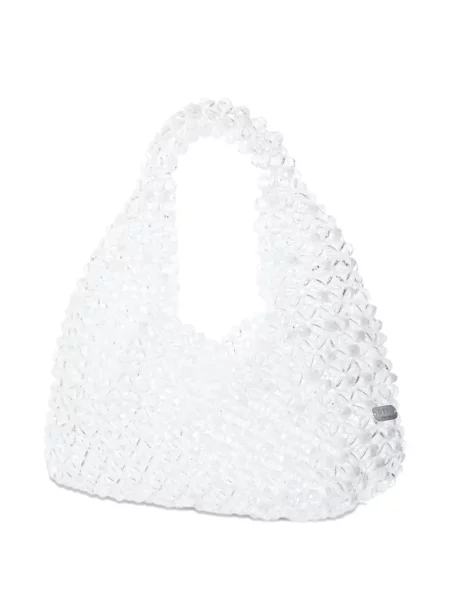 Geantă shopper 0711 cu mărgele alb