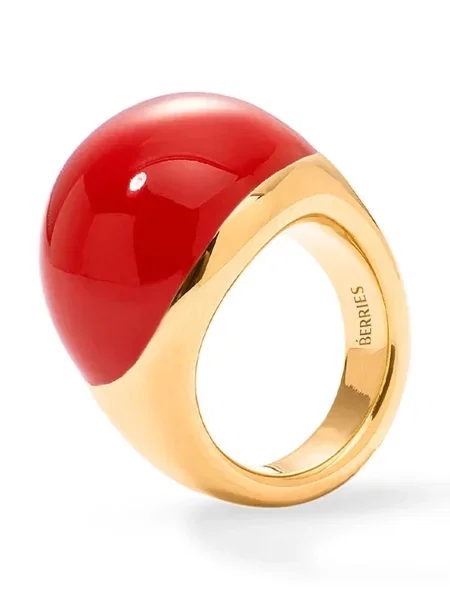 BERRIES inel pentru femei din argint placat cu aur cu email Viva BERRIES Red XL Ring roșu