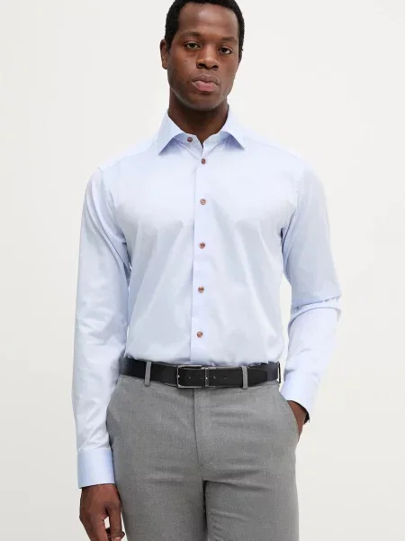 Риза Eton с кройка по тялото с класическа яка синьо