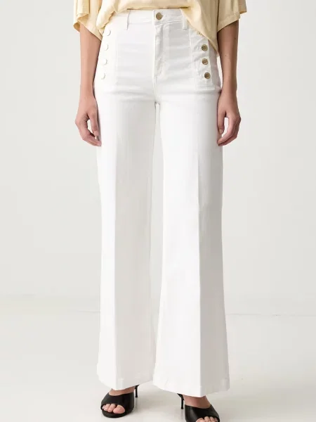 ViCOLO blugi wide leg pentru femei alb
