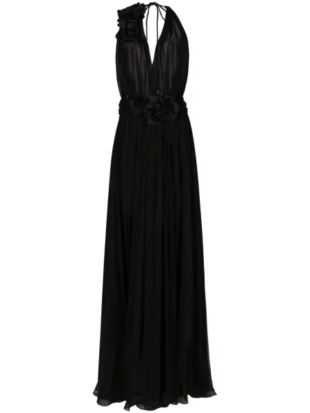 Rochie Dolce & Gabbana de mătase cu model floral plisată negru