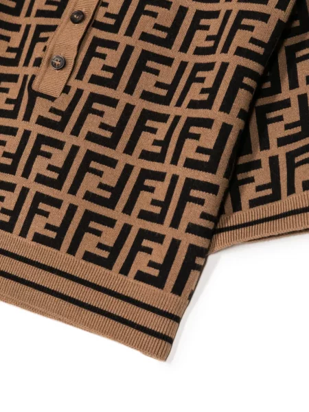 Koszulka polo dziecięca Fendi brązowa