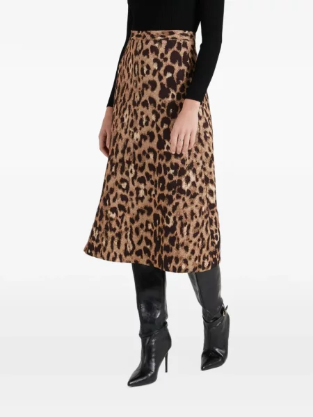 Fustă midi Temperley London cu imagine cu model leopard maro