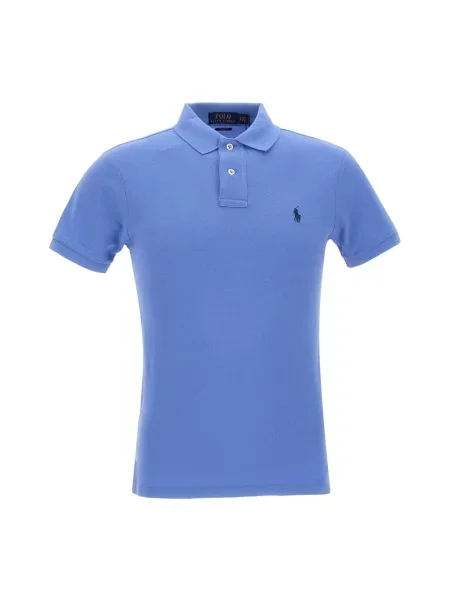 Lniana koszulka polo Polo Ralph Lauren niebieska