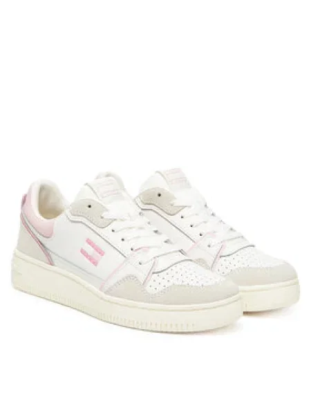 Tommy Jeans Sneakersy Tjw Retro Basket Sneaker Écru růžové