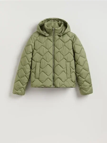 Reserved Стьобана куртка з капюшоном світло-оливковий 
