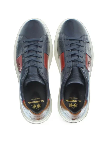 Bőr sneaker La Martina autogrammal kék