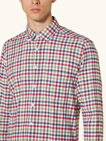 Strokesman's Koszula Flanelowa Regular Fit rot biała