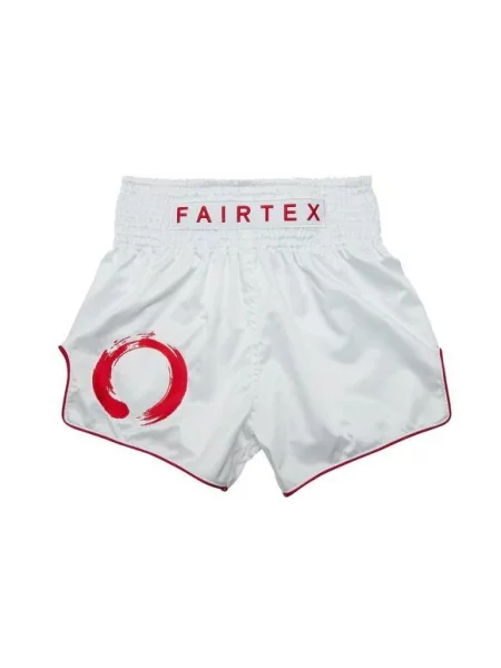 Spodenki Muay Thai ENSO Fairtex Białe/Czerwone M białe
