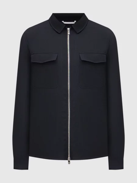 Сорочка з вовни та шовку Marco Pescarolo синя