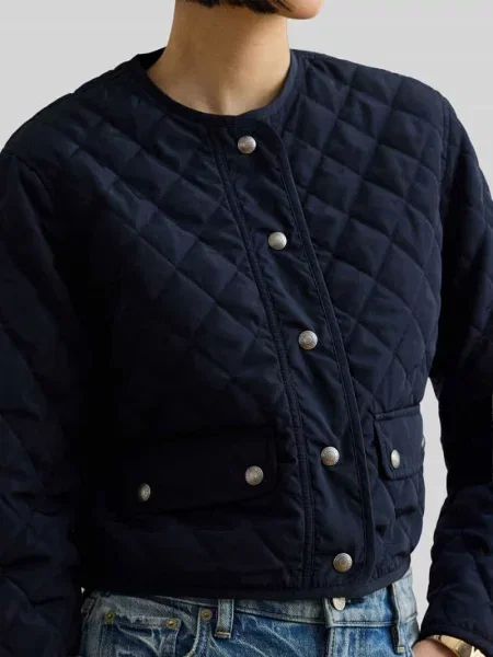 Kurtka pikowana o krótkim kroju z z patką model CENWAY' Lauren Ralph Lauren granatowa
