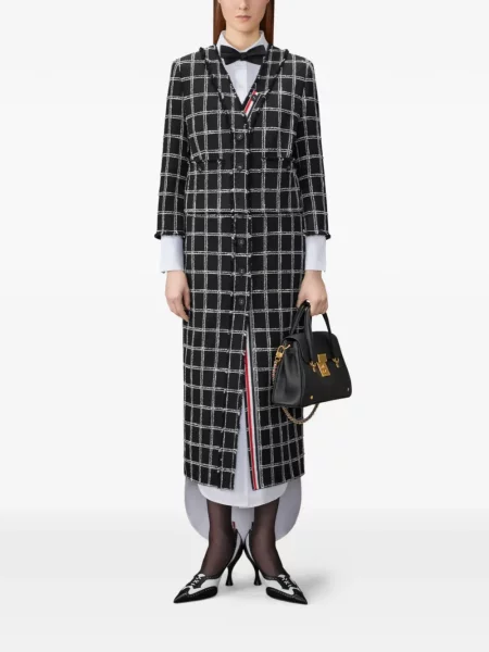 Fustă Thom Browne cu model pepito din tweed negru