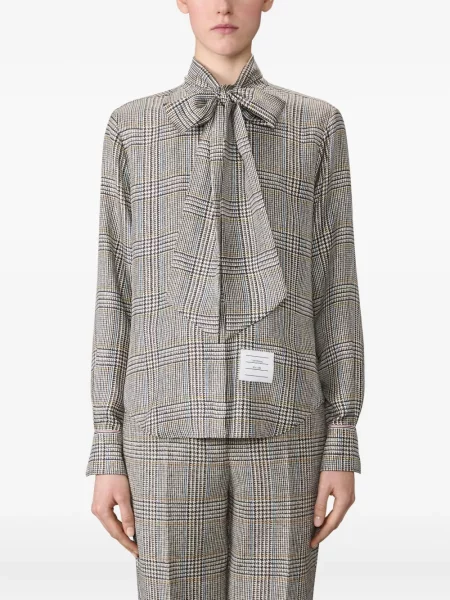 Cămașă Thom Browne cu funde în carouri negru