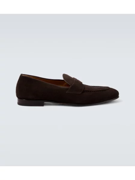 Pantofi loafer Kiton din piele de căprioară maro