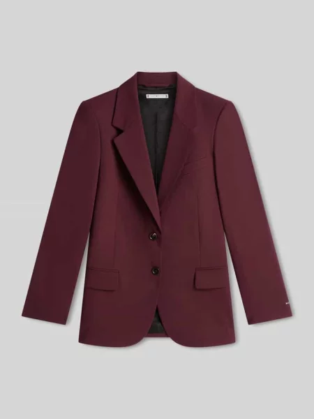 Krótki blezer o kroju relaxed fit z mieszanki wełny Tommy Hilfiger bordowa