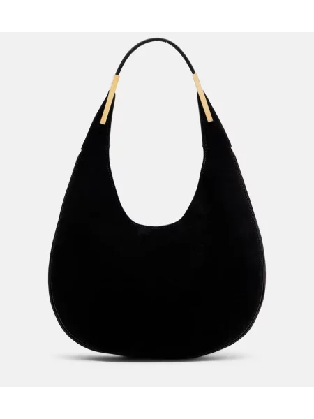 Geantă Savette din piele de căprioară negru