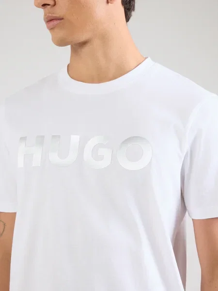 HUGO Tricou Dulivio gri argintiu alb