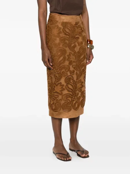 Spódnica midi Ermanno Firenze w kwiatki brązowa