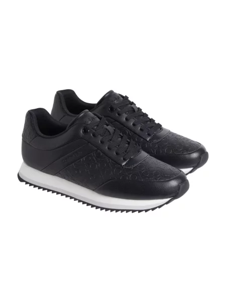 Sneakersy Calvin Klein sznurowane skórzane czarne