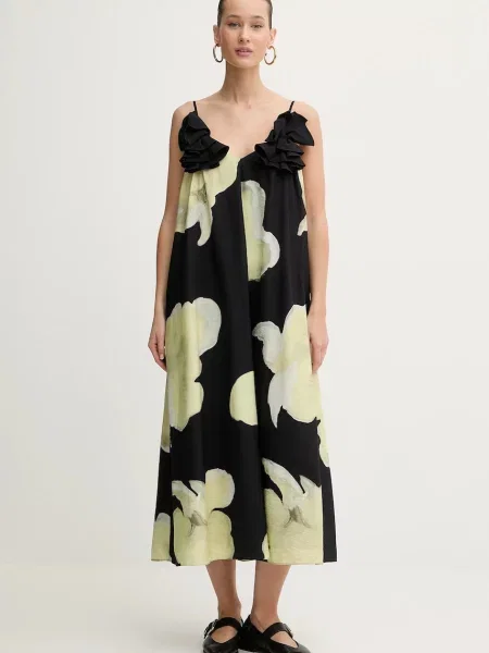 Stine Goya rochie midi drept negru