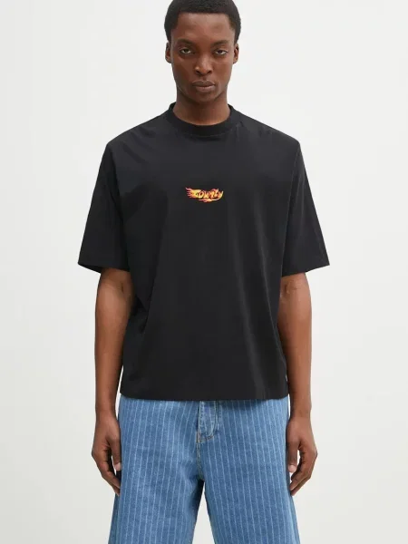 Футболка Marcelo Burlon County Flame Boxy T-Shirt Black Red з принтом чорний
