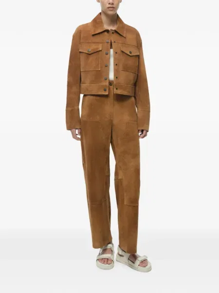 Pantaloni Simkhai din piele de căprioară maro