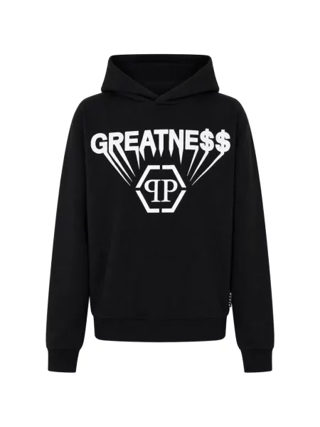 Fleece hoodie Philipp Plein μαύρο