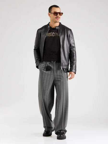 Just Cavalli tricou din cu imprimeu negru